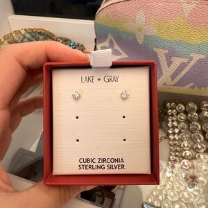 Cubic Zirconia Silver Stud Earrings